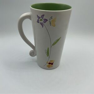 Disney Store “Winnie the Pooh” Flowers and Butterlies Tall Latte Coffee Mug RARE